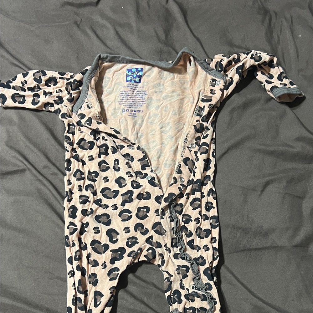 Kickee Pants Black and Tan Leopard Kids One Piece